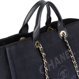 Chanel Blue Tweed Cambon Deauville Handbag