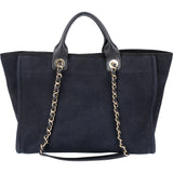 Chanel Blue Tweed Cambon Deauville Handbag