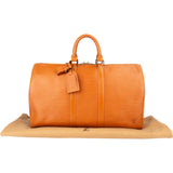 Louis Vuitton Cognac Epi Leather Keepall 45 Handbag