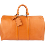 Louis Vuitton Cognac Epi Leather Keepall 45 Handbag