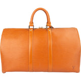 Louis Vuitton Cognac Epi Leather Keepall 45 Handbag