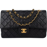 Chanel Quilted Lambskin 24K Gold Medium Double Flap Crossbody Bag