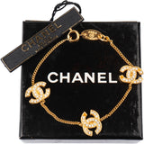 Chanel Gold Tone Crystal CC Bracelet
