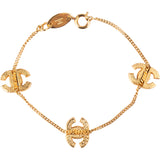 Chanel Gold Tone Crystal CC Bracelet