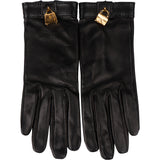 Hermès Noir Leather Kelly x Constance Gloves Handschuhe