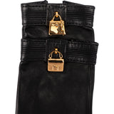 Hermès Noir Leather Kelly x Constance Gloves Handschuhe
