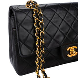 Chanel Quilted Lambskin 24K Gold Medium Double Flap Crossbody Bag
