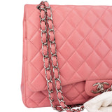 Chanel Quilted Lambskin Palladium Maxi Double Flap Crossbody Bag