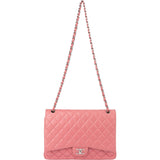 Chanel Quilted Lambskin Palladium Maxi Double Flap Crossbody Bag