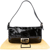 Fendi Limited Black Patent Leather Baguette Handbag
