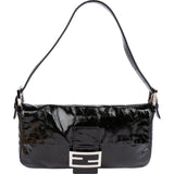 Fendi Limited Black Patent Leather Baguette Handbag