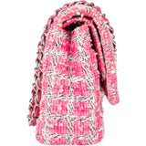 Chanel Quilted Tweed Palladium Double Flap Crossbody Bag