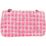 Chanel Quilted Tweed Palladium Double Flap Crossbody Bag