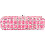 Chanel Quilted Tweed Palladium Double Flap Crossbody Bag