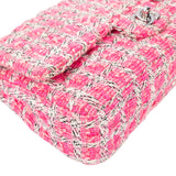 Chanel Quilted Tweed Palladium Double Flap Crossbody Bag