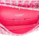 Chanel Quilted Tweed Palladium Double Flap Crossbody Bag
