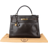 Hermès Brun Boxcalf Kelly 32 Handbag