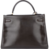 Hermès Brun Boxcalf Kelly 32 Handbag