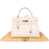 Hermès White Krinoline Boxcalf Kelly 32 Handbag
