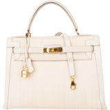 Hermès White Krinoline Boxcalf Kelly 32 Handbag