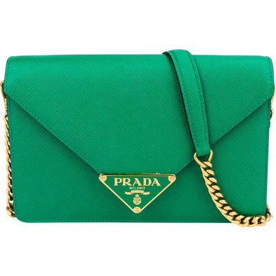 Prada Green Saffiano Leather Big Triangle Crossbody Bag