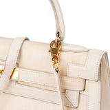 Hermès White Krinoline Boxcalf Kelly 32 Handbag