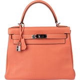 Hermès Crevette Taurillon Clemence Kelly 28 Retourne Handbag