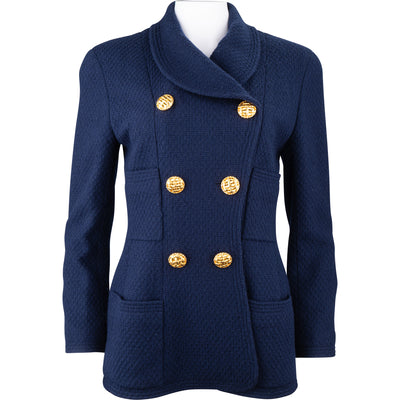 Chanel Bleu Tweed Golden Button Jacket (DE36 / FR38)