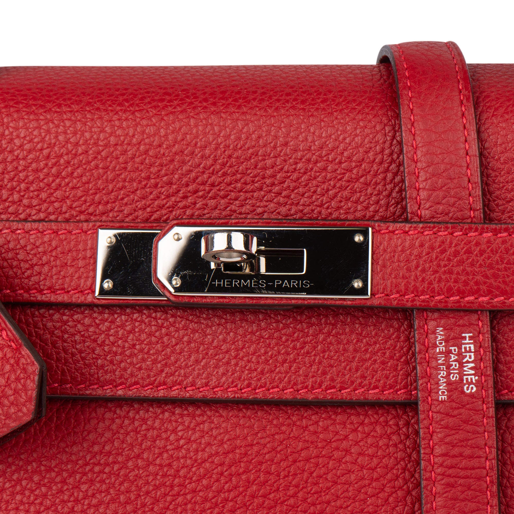 Hermès Rouge Taurillon Clemence Leather Kelly 28 Handbag - vintageandkickz
