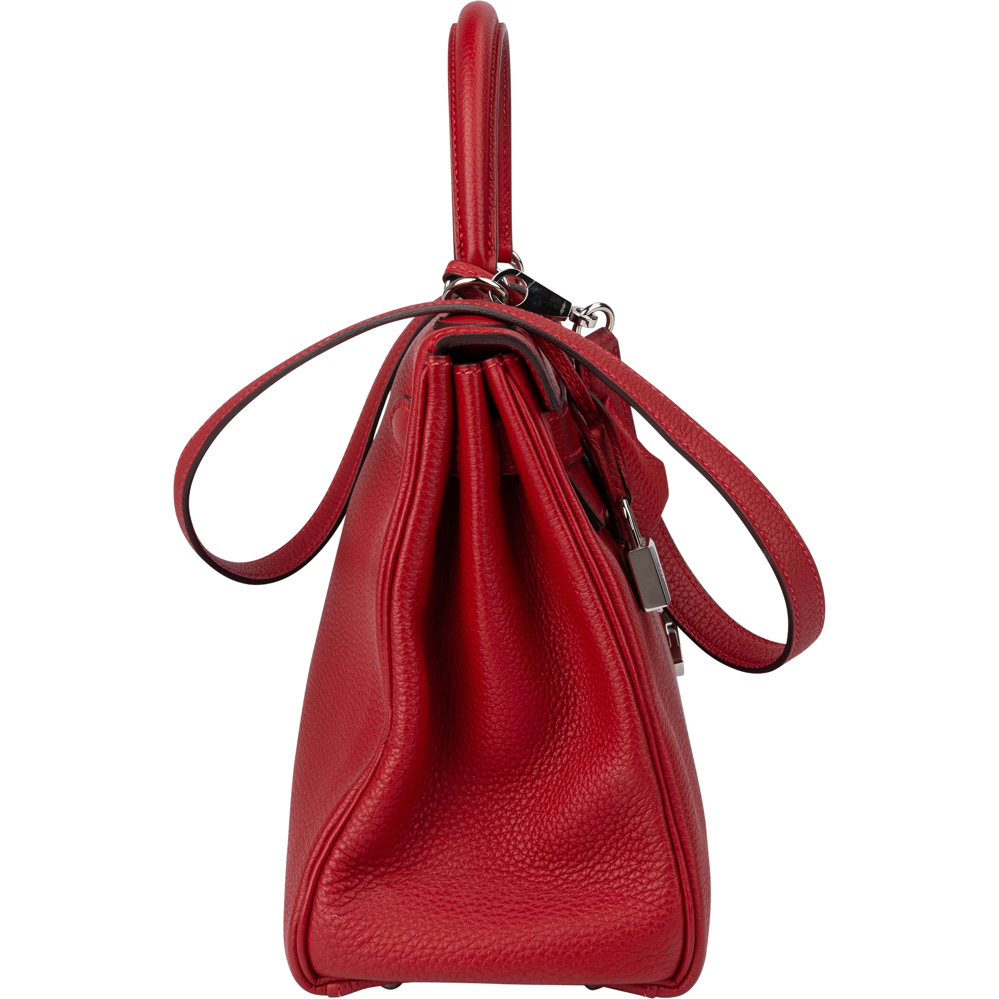 Hermès Rouge Taurillon Clemence Leather Kelly 28 Handbag - vintageandkickz