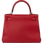 Hermès Rouge Taurillon Clemence Leather Kelly 28 Handbag - vintageandkickz