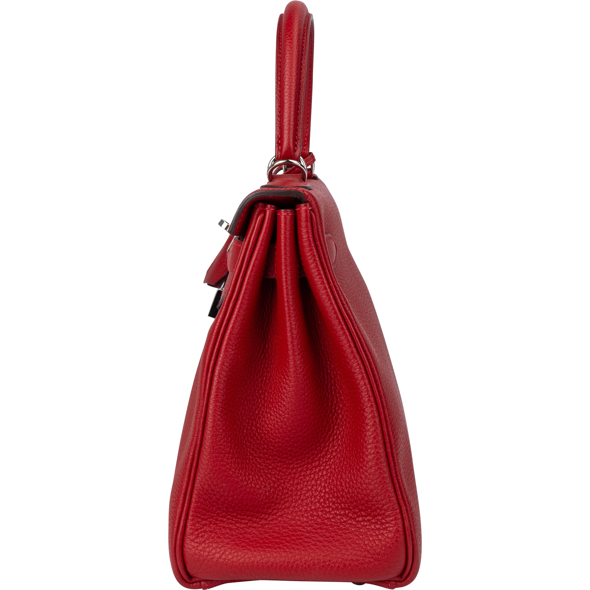 Hermès Rouge Taurillon Clemence Leather Kelly 28 Handbag - vintageandkickz