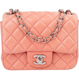 Chanel Quilted Lambskin Palladium Mini Rectangular Single Flap Crossbody Bag