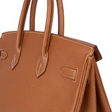 Hermès Brun Courchevel Leather Birkin 35 Handbag