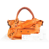 Balenciaga Orange Leather First City Handbag