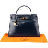 Hermès Bleu Boxcalf Kelly 32 Handbag