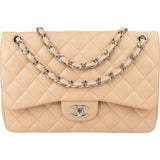 Chanel Quilted Lambskin Double Flap Jumbo Crossbody Bag