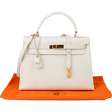 Hermès Blanco Courchevel Leather Kelly 32 Handbag