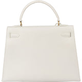 Hermès Blanco Courchevel Leather Kelly 32 Handbag
