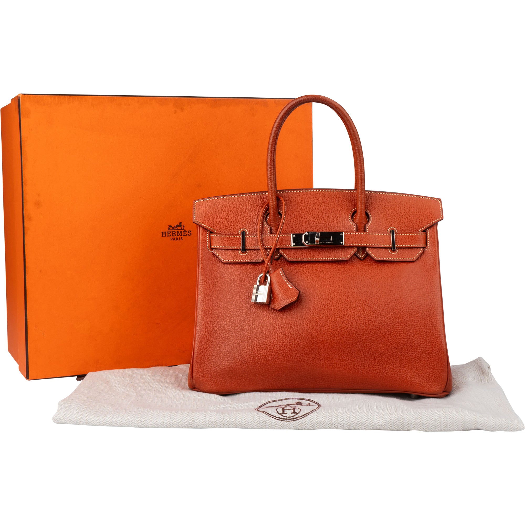 Hermès Birkin 30 Ardennes Leather Palladium Hardware Handbag - vintageandkickz