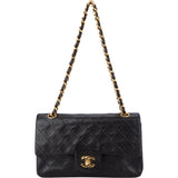 Chanel Quilted Lambskin 24K Gold Small Double Flap Crossbody Bag