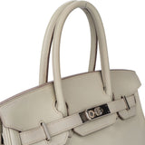 Hermès Gris Perle Swift Leather Palladium Birkin 30 Handbag