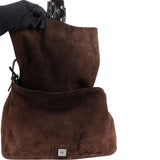 Fendi Suede FF Buckle Mamma Baguette Handbag