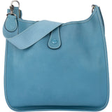 Hermès Bleu Atoll Courchevel Evelyne GM Crossbody Bag
