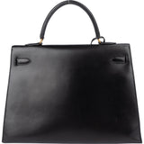 Hermès Noir Boxcalf Kelly 35 Handbag