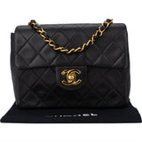 Chanel Quilted Lambskin 24K Gold Mini Square Single Flap Crossbody Bag