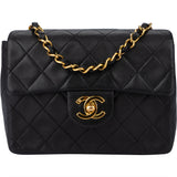 Chanel Quilted Lambskin 24K Gold Mini Square Single Flap Crossbody Bag