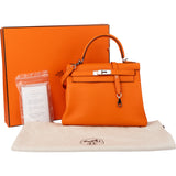 Hermès Orange Swift Leather Kelly 28 Handbag