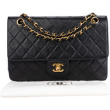 Chanel Quilted Lambskin 24K Gold Double Flap Crossbody Bag