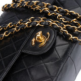 Chanel Quilted Lambskin 24K Gold Double Flap Crossbody Bag